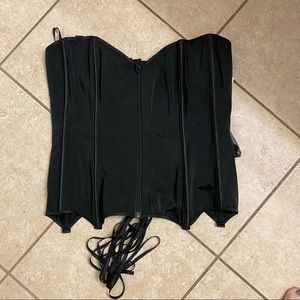 NWT Black Coquette Diva Women's Front Zip Corset with Lace Back 1X/2X